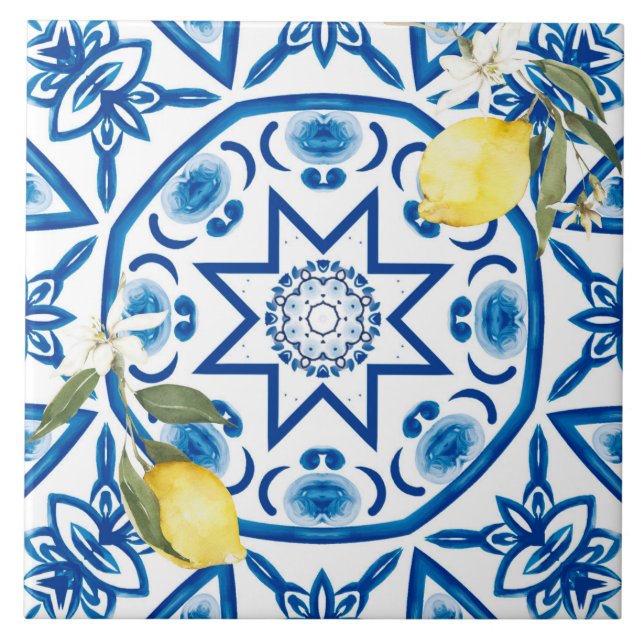 Carreau Majolica, citron, tuiles siciliennes, Carrelage en (Devant)