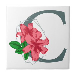 Carreau Majuscule C monogramme floral
