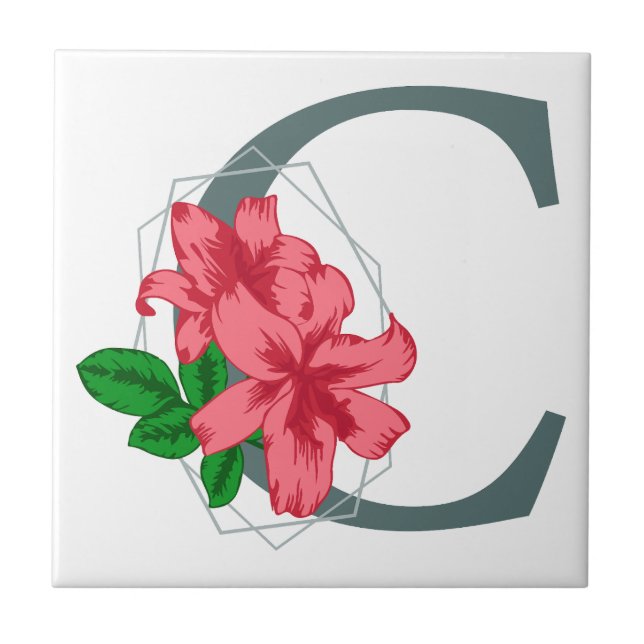 Carreau Majuscule C monogramme floral (Devant)
