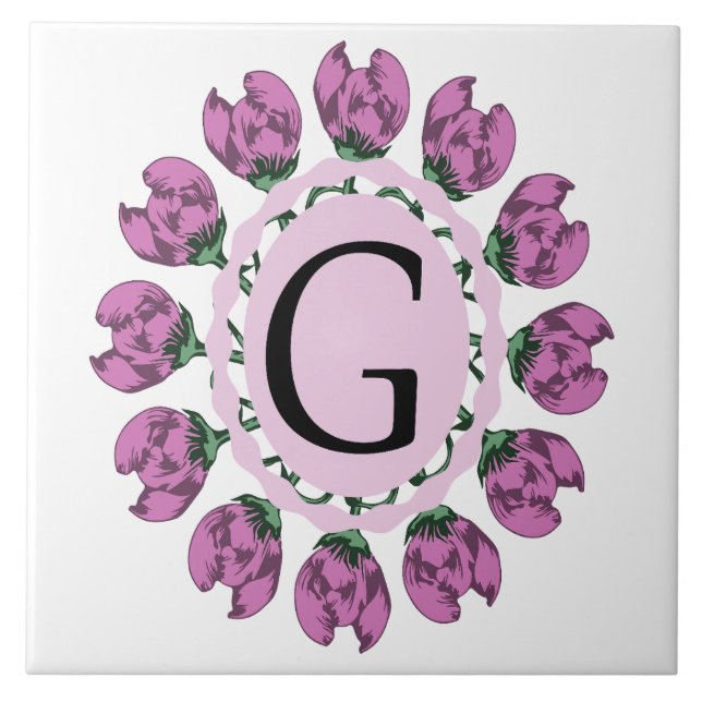 Carreau Majuscule G monogramme floral (Devant)