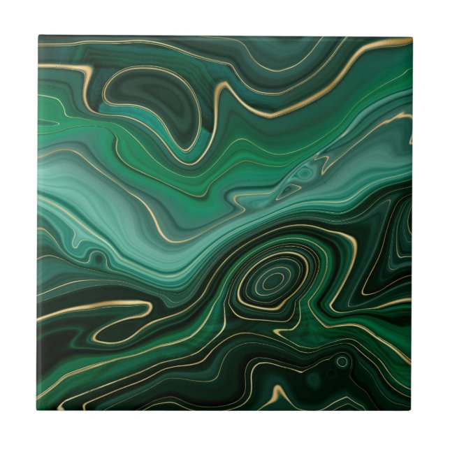 Carreau Malachite Gemme de Vert Or (Devant)