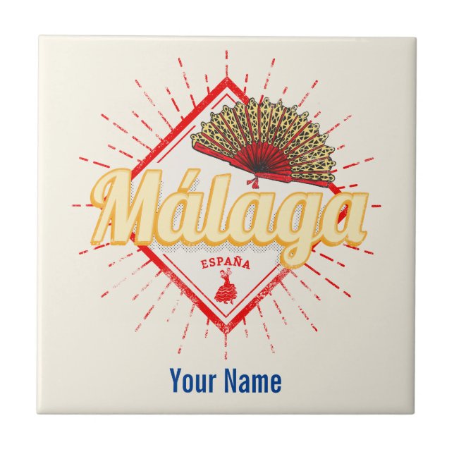 Carreau Malaga Andalousie Espagne Retro Flamenco Vintage (Devant)