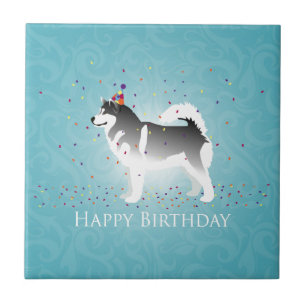 Carreau Malamute d'Alaska conception d'anniversaire