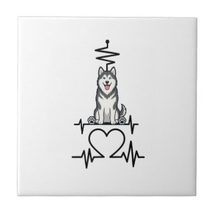 Carreau Malamute d'Alaska Rythme Cardiaque Ligne Cœur Patt