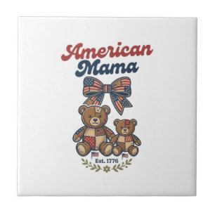 Carreau Mama Américaine Ours Patriote Patchwork Vector Des