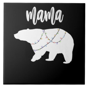 Carreau Mama Ours Polaire Chaîne De Lumières Noël