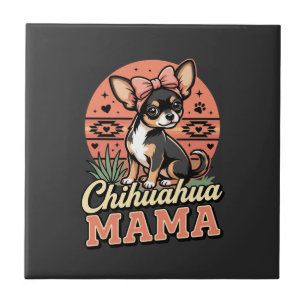 Carreau Maman Chihuahua adorable noeud maman chien
