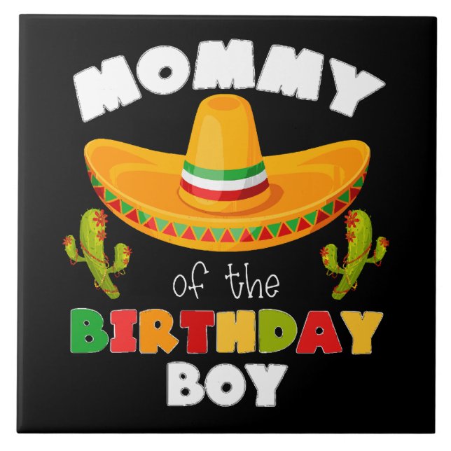 Carreau Maman du garçon du jour de l'anniversaire Cinco de (Devant)