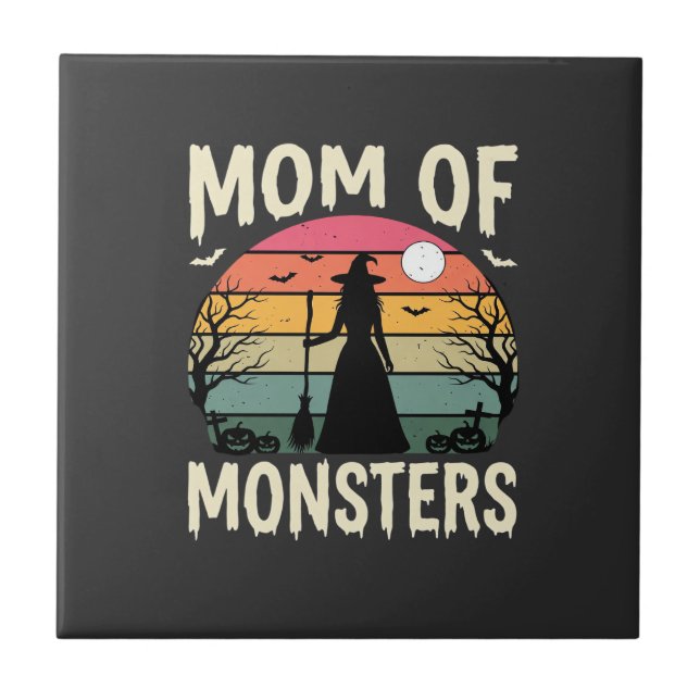 Carreau Maman Halloween de monstres Sorcière Coucher de so (Devant)