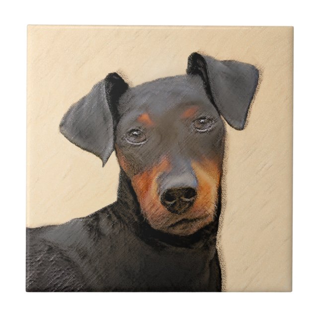 Carreau Manchester Terrier Peinture Art animal original (Devant)