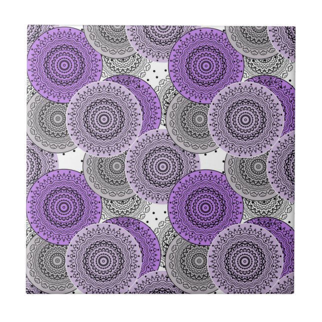 Carreau mandala arabe motif rose violet à l'orientale (Devant)