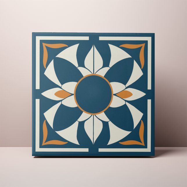 Carreau Mandala Azulejo sarcelle et crème (Créateur téléchargé)