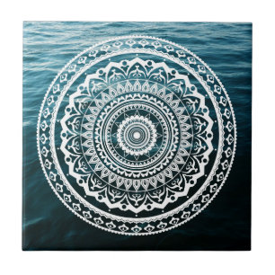 Carreau Mandala Blanc Laissez la mer vous libérer