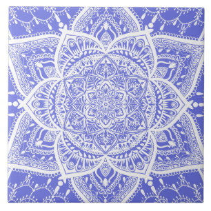 Carreau Mandala bleu et blanc - Loergann en Bluebell