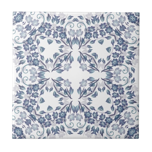 Carreau Mandala bleu poussiéreux  (Devant)