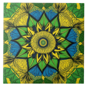Carreau Mandala Bohemian Yellow, Vert, Bleu