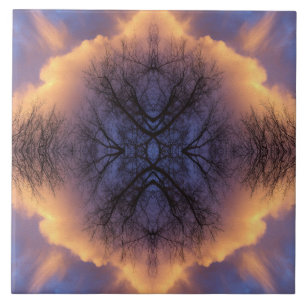 Carreau Mandala Branches d'Arbre et Nuages de la Nature Sé