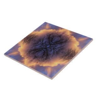 Carreau Mandala Branches d'Arbre et Nuages de la Nature Sé