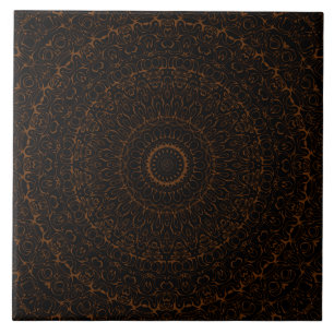 Carreau Mandala Brun Chocolat avec Symétrie Intrinsèque