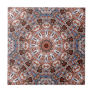 Carreau Mandala Coloré dans un Mélange de Gris et Orange