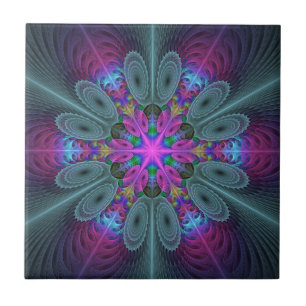 Carreau Mandala Colorful spiritual Fractal Art With Pink