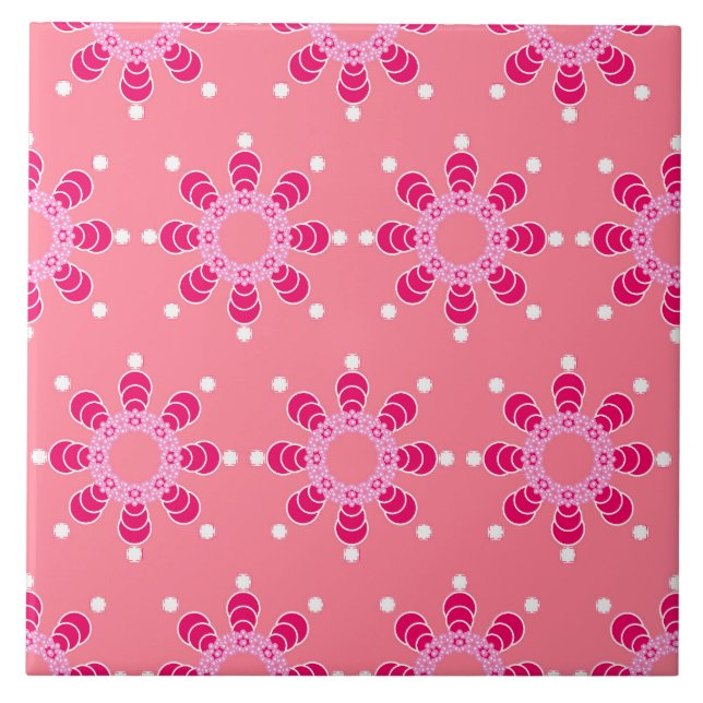 Carreau Mandala, Coral Pink et Magenta en huit points (Devant)