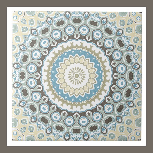 Carreau Mandala côtier dans des tons de sable, de bleu et  (Créateur téléchargé)