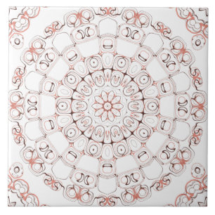 Carreau Mandala d'art en ligne abstrait dans des tons brun