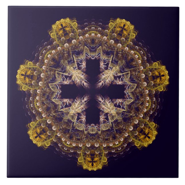 Carreau Mandala de croix fractale (Devant)