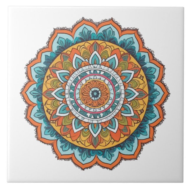 Carreau mandala de diverses couleurs (Devant)