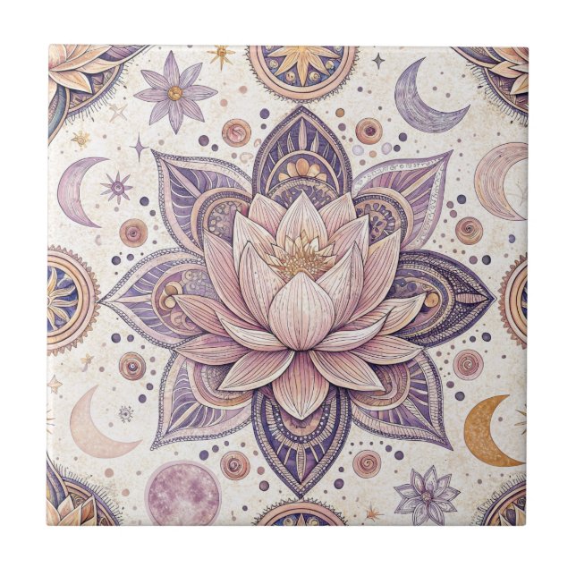 Carreau Mandala de lotus céleste motif de conception spiri (Devant)