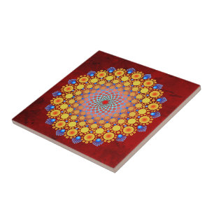 Carreau Mandala de tournesol orange