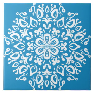 Carreau Mandala d'oiseau bleu