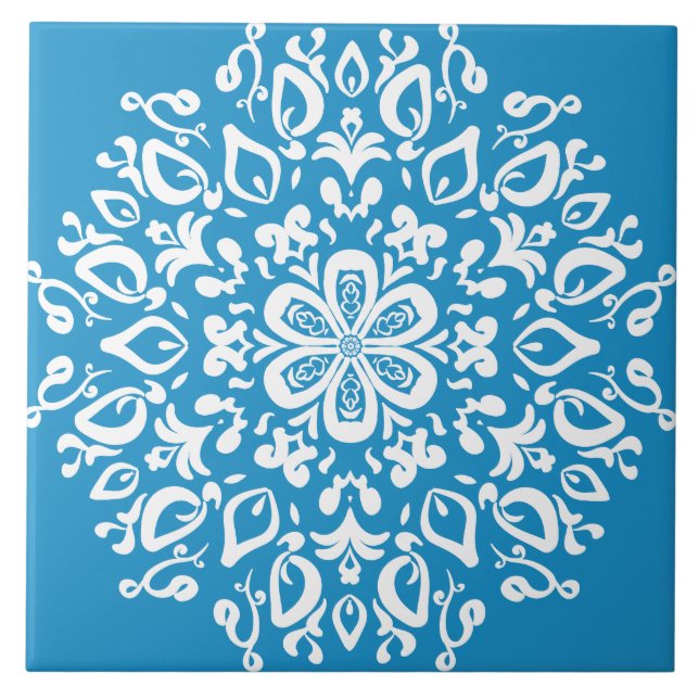 Carreau Mandala d'oiseau bleu (Devant)