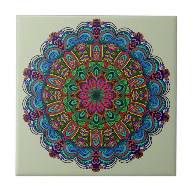 Carreau Mandala dynamique Floral & Motif géométrique (Devant)