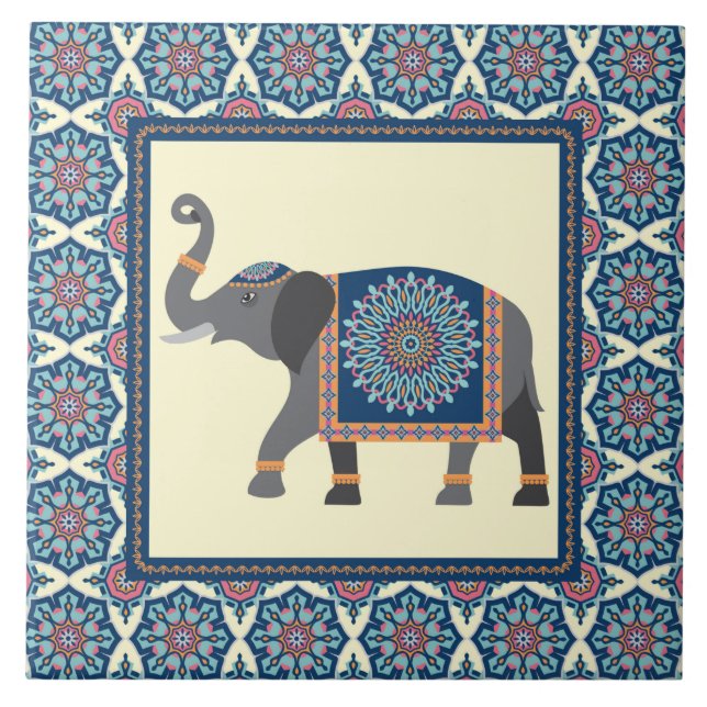 Carreau Mandala Elephant Design (Devant)