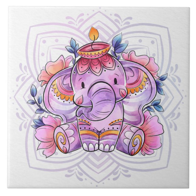 Carreau Mandala Elephant/Ganesh  (Devant)