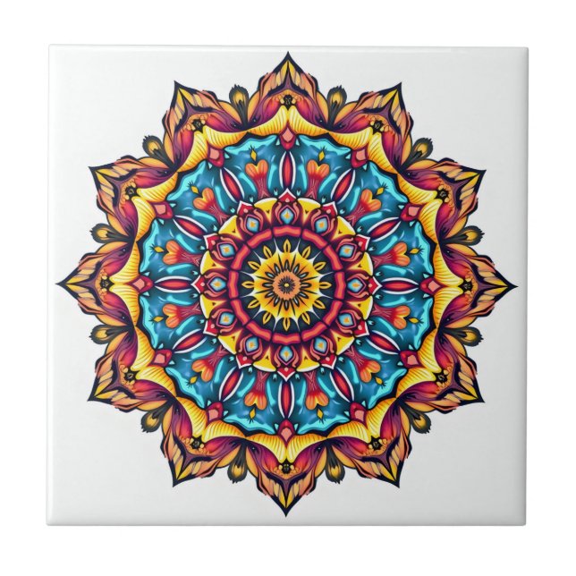 Carreau Mandala en blanc (Devant)