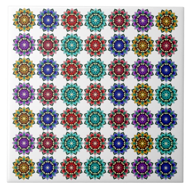 Carreau Mandala en différentes couleurs (Devant)