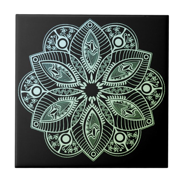 Carreau Mandala Exotic Tribal Green Gradient (Devant)