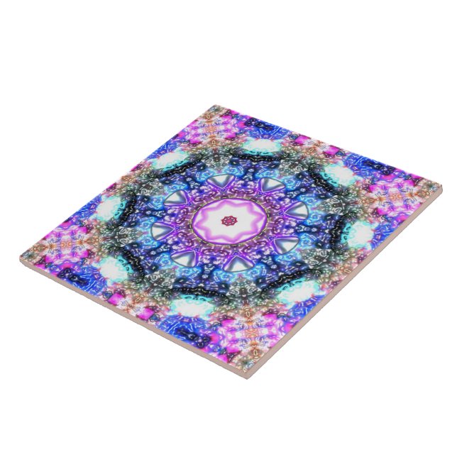 Carreau mandala fractal géométrique floral brillant   (Côté)