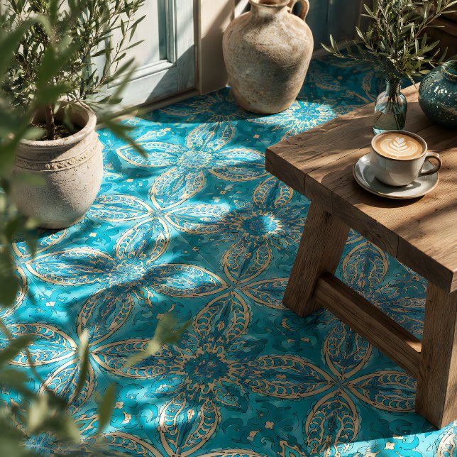 Carreau Mandala fractal turquoise (Créateur téléchargé)