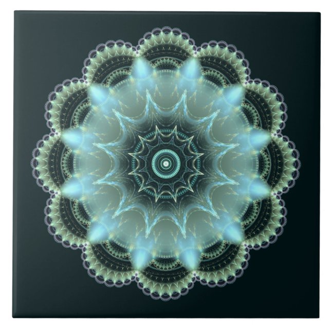 Carreau Mandala fractale d'étoile brillante (Devant)