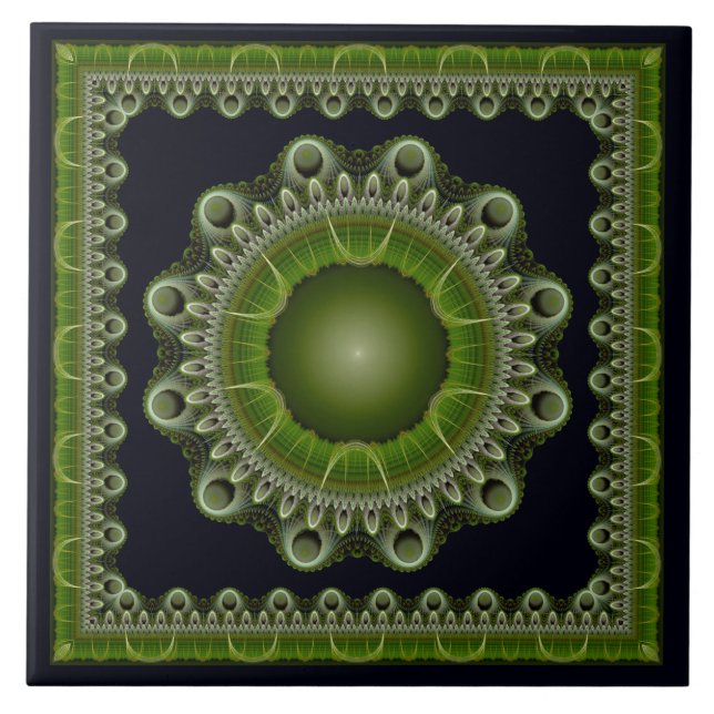 Carreau Mandala fractée et encadrée (Devant)