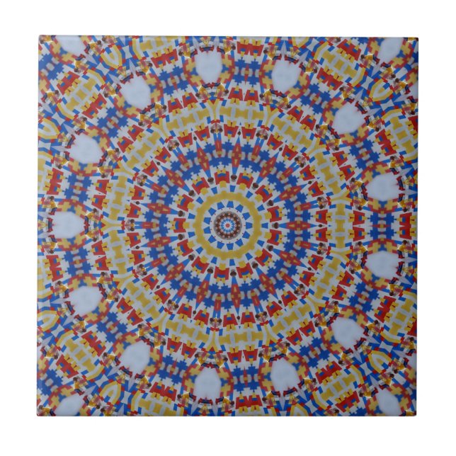 Carreau Mandala jaune bleu (Devant)