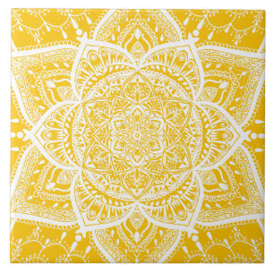 Carreau Mandala jaune et blanc - Loergany en Miel