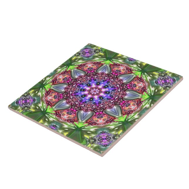 Carreau mandala marbré en relief fleuriste coloré (Côté)