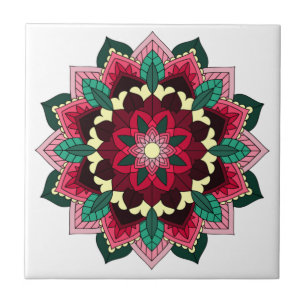 Carreau Mandala Motif 02 en rose profond