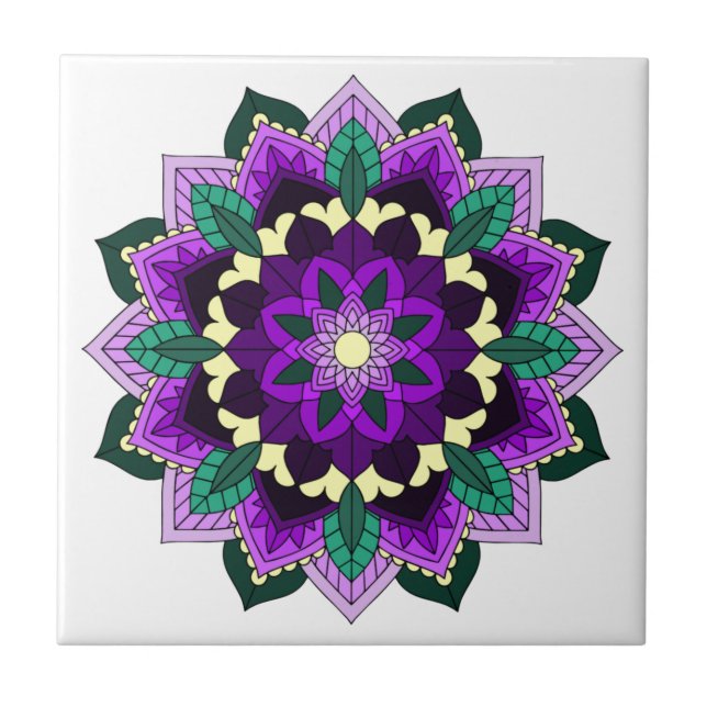 Carreau Mandala Motif 02 en violet (Devant)