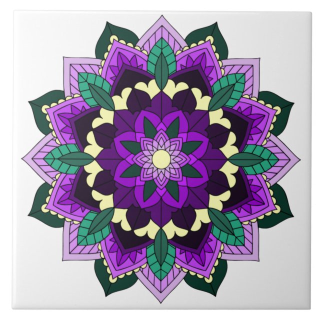 Carreau Mandala Motif 02 en violet (Devant)
